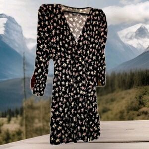 Wild Fable Summer Dress in Floral Print, Beachy Flare Puff Sleeves, S